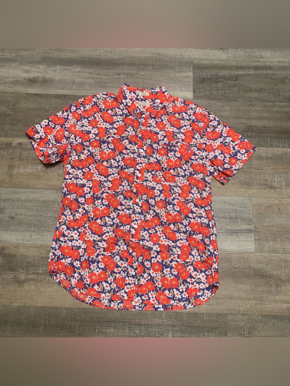 J.Crew Classic Fit Floral Hawaiian Button Up Cotton Shirt Men's M